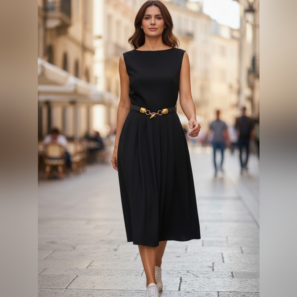 Vintage Dana Buchman Black Dress Wrap Silk Luxury Holiday Celeb Style Classic